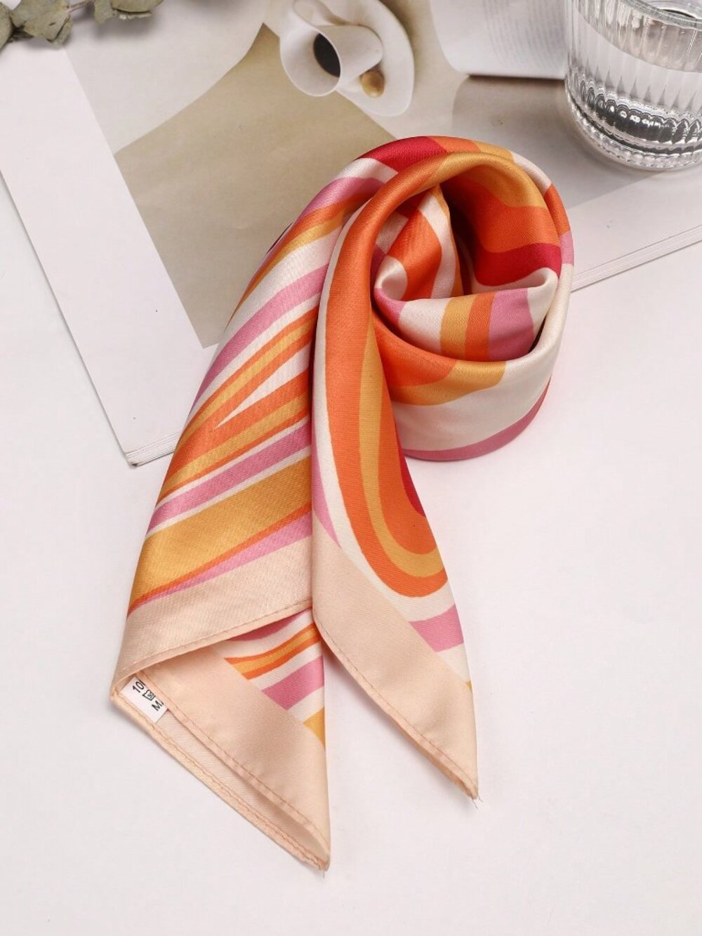 Geometric Wave Square Scarf - Picture 2 of 4